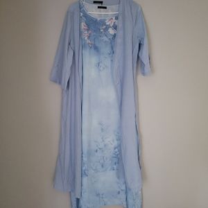 Nwt formal dress with cartigan mother of the bride grandma floral blue